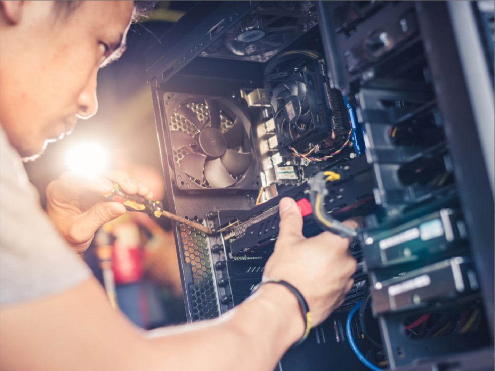 intern working on PC