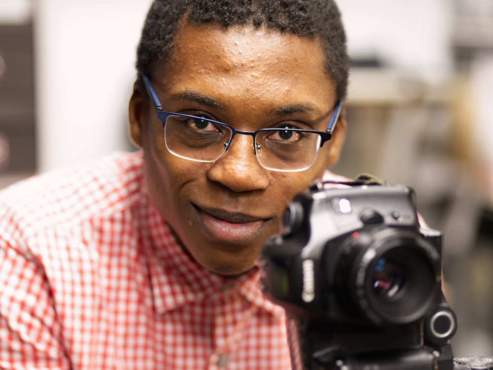 Nathanael shooting video in lab